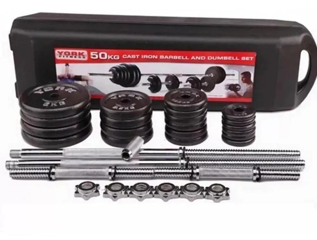 Kit Juego de Pesas 50Kg Negras — Set Multifuncional | iFocus Fit