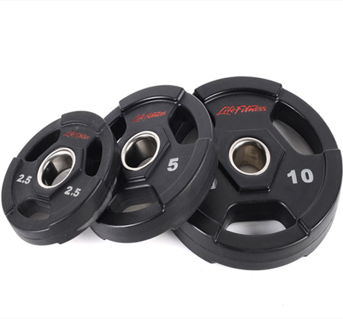 Disco Olímpico PU LF Tres Agujeros — Agarre Ergonómico | iFocus Fit
