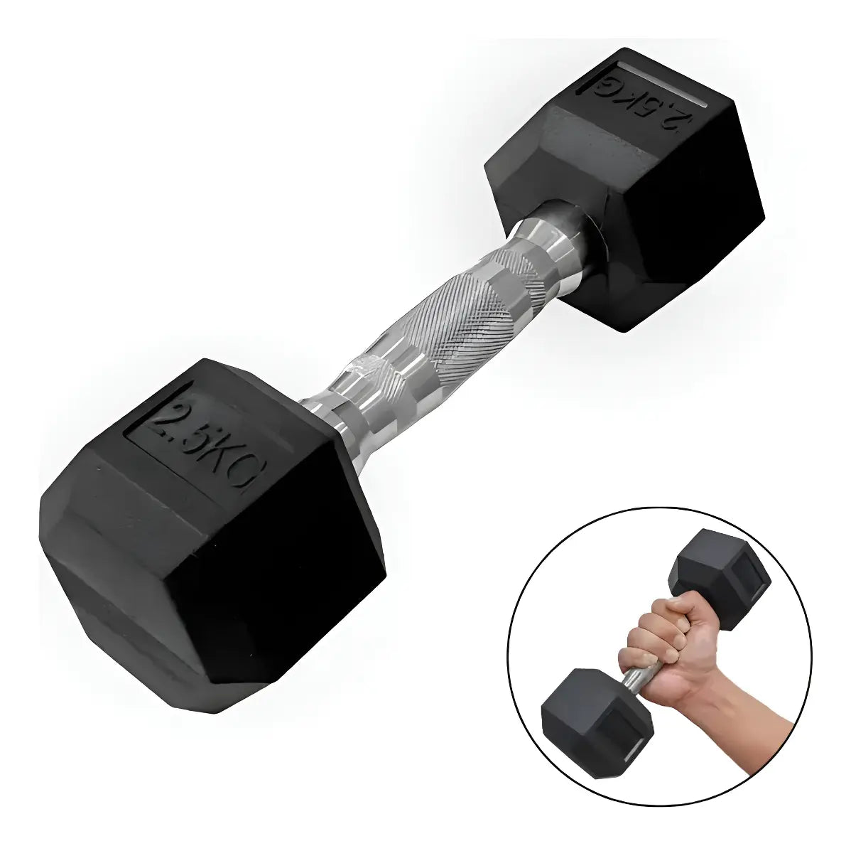 MANCUERNA ENCAUCHADA HEXA 2.5KG — Mancuerna Profesional de Alto Rendimiento | iFocus Fit