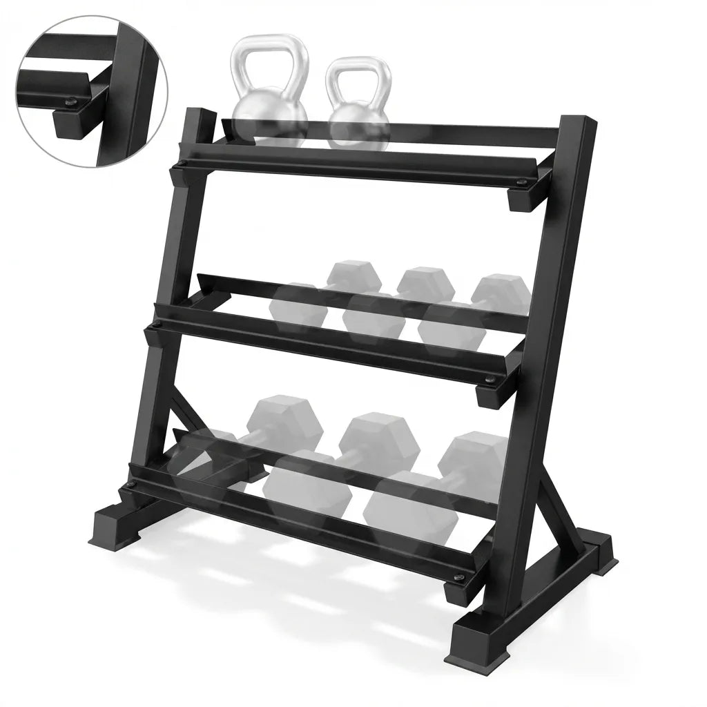 Rack Mancuernas 3 Pisos — Organizador Profesional | iFocus Fit