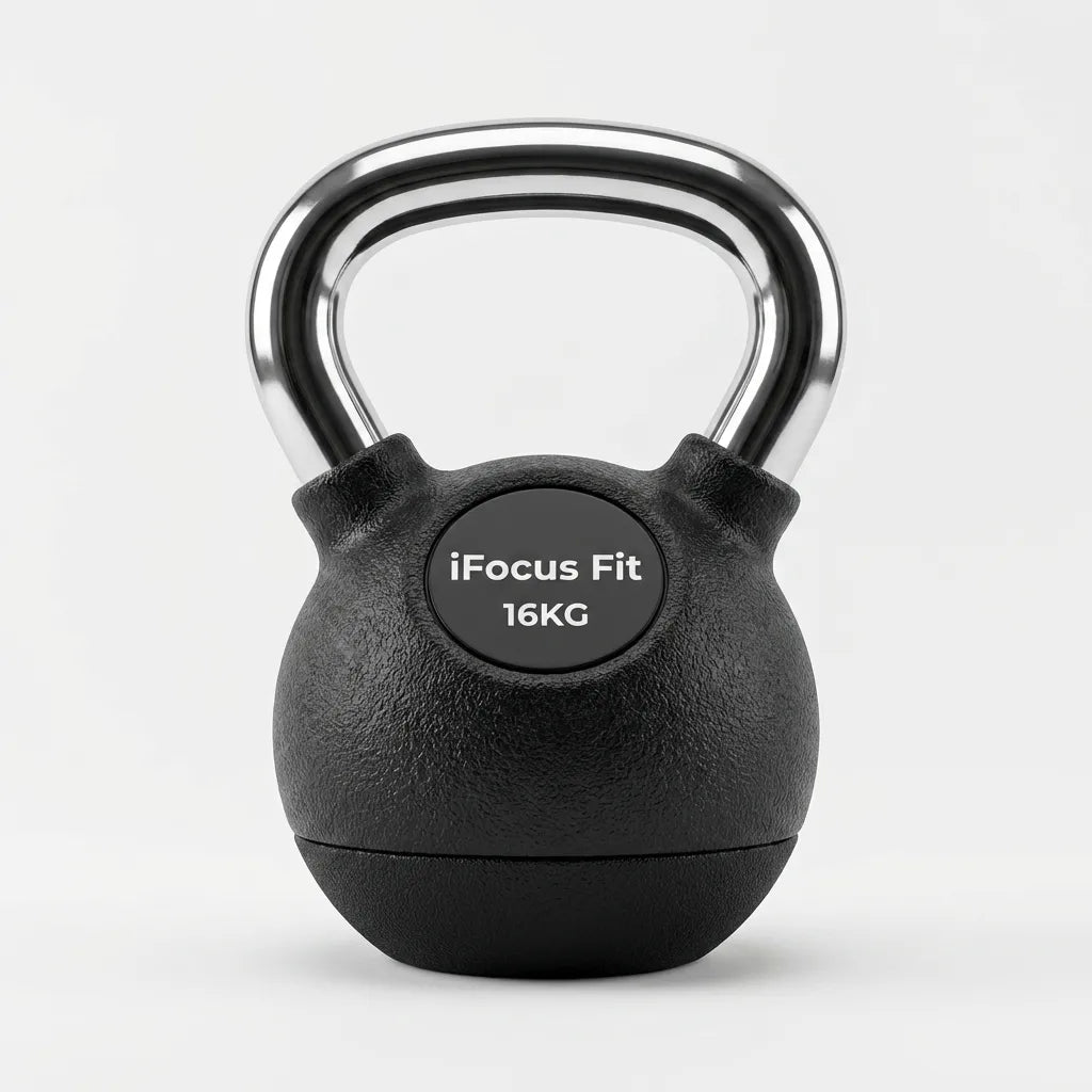 Pesa Rusa Kettlebell 16kg Encauchada — Base de Neopreno | iFocus Fit
